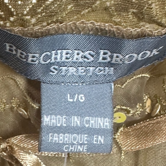 Beechers Brook Size L Elegant Gold Lace Women’s Top - Picture 3 of 6